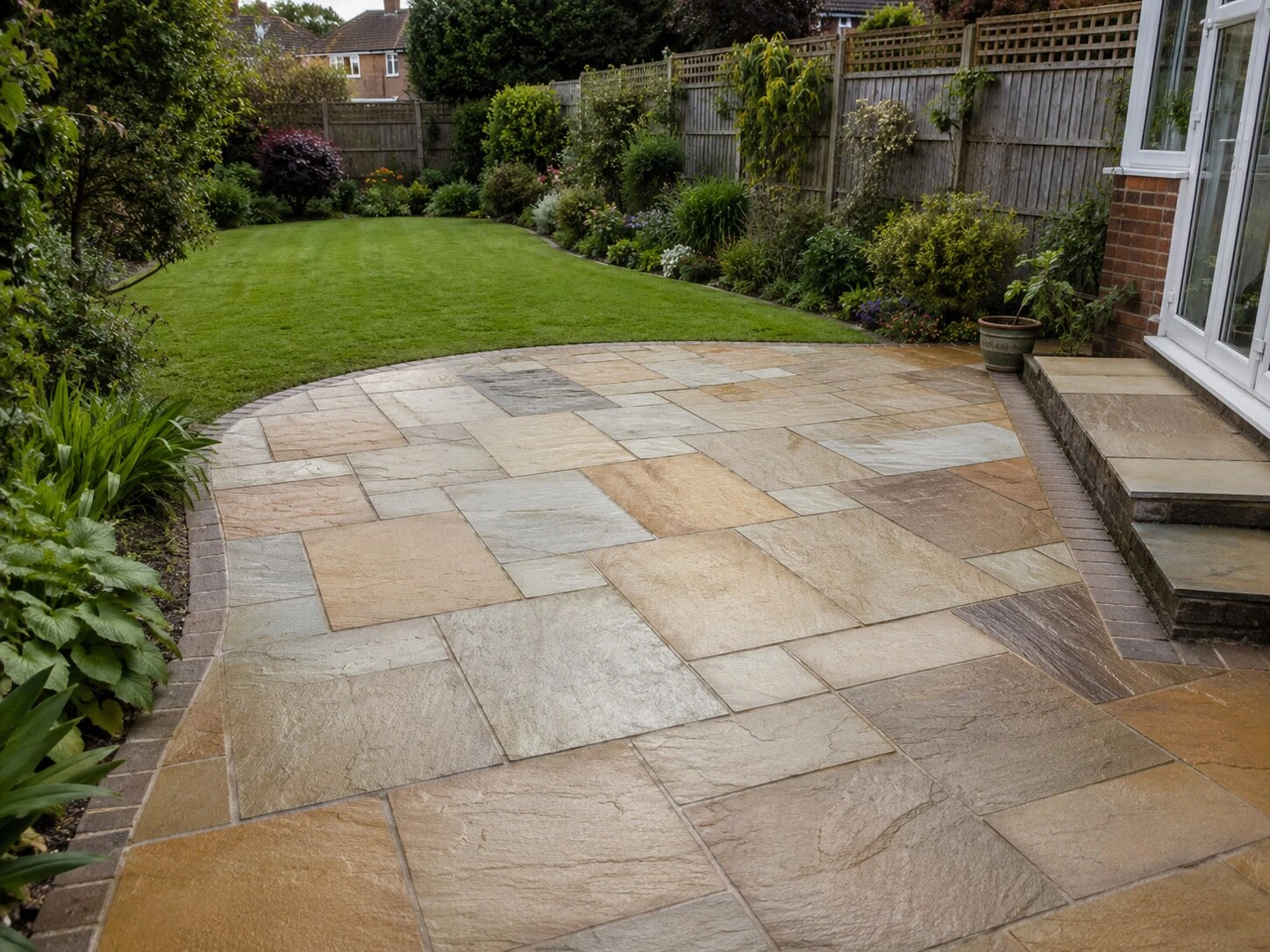 Modern stone patio